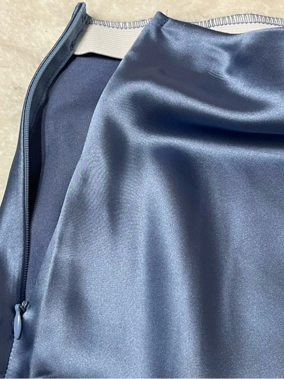Hotouch Blue Satin Long A-Long Skirt Size L Cocktail Party Mermaidcore